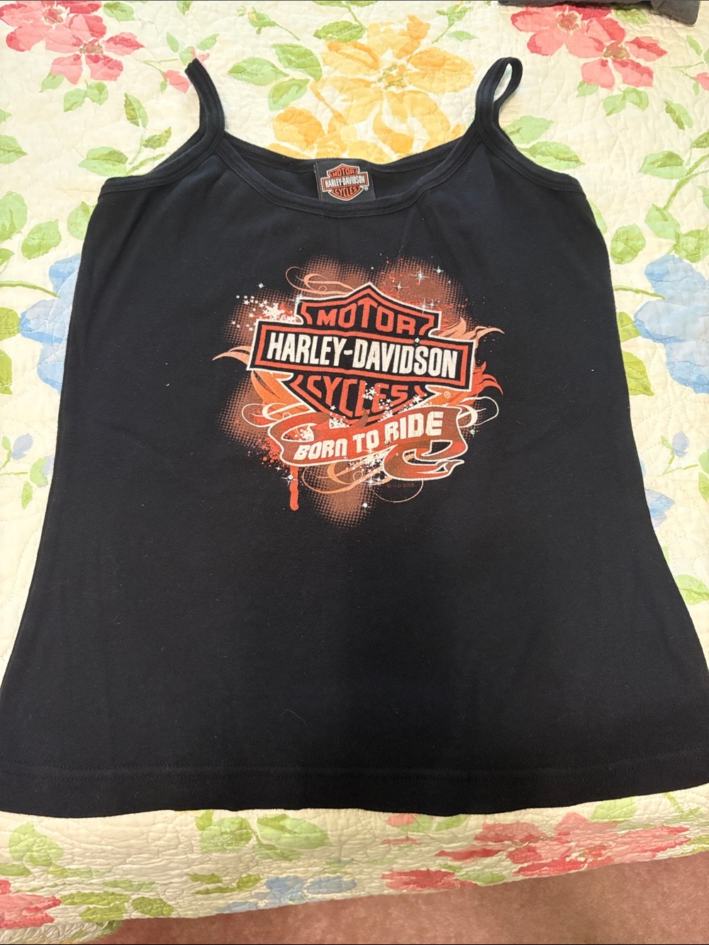 Harley-Davidson Black Women's Camisole with Orange Logo